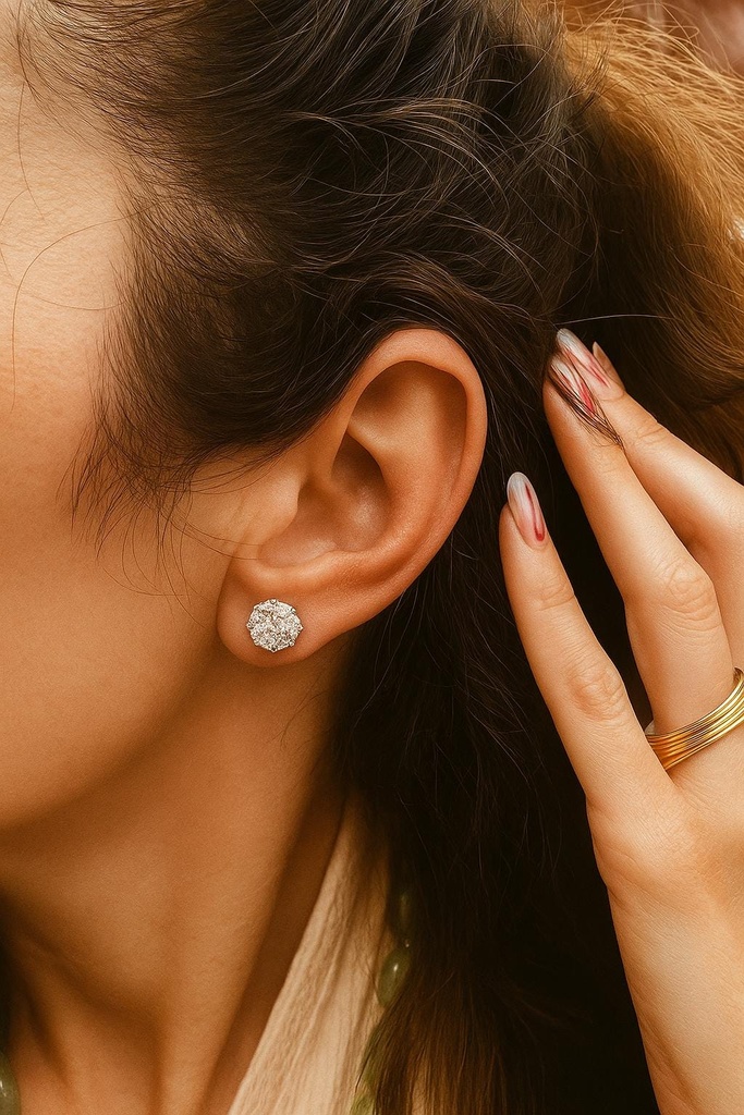 Pendientes Oro Blanco de 18 Kilates 9 en 1 Brillantes.