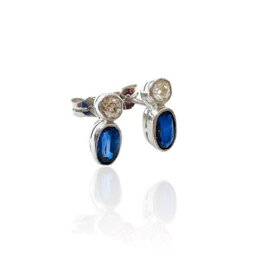 PENDIENTES de Oro Blanco de 18 kilates con Zafiros, Pendientes Oro Blanco 18 kilates, Oro Blanco 18