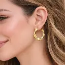 ARGOLLAS De ORO Amarillo 18 kilates , Arete trenzado mate y brillante