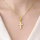 COLGANTE CRUZ Nácar, Oro Amarillo 18 kilates y un brillante