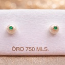 PENDIENTES De PERLAS Cultivas  de río Blancas con Esmeralda, palo y cierre de Oro Amarillo 18K, Pendiente de Oro con cierre de rosca