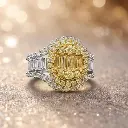 ANILLO en Forma de Sello de Brillantes en Oro Amarillo y Blanco de 18 kilates