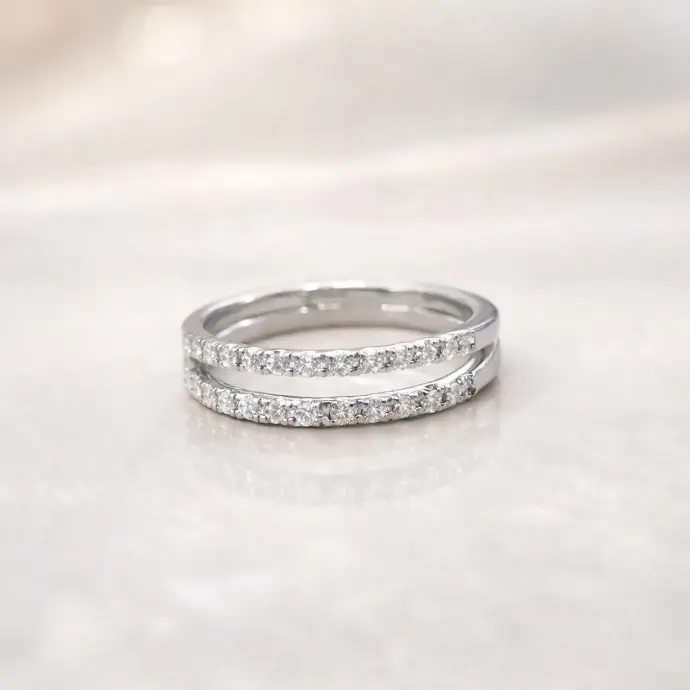 ANILLO Combinación de BRILLANTES Oro Blanco MUJER