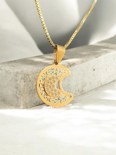 [Ca 47] COLGANTE LUNA con Circonitas montado en Oro Amarillo de 18 kilates