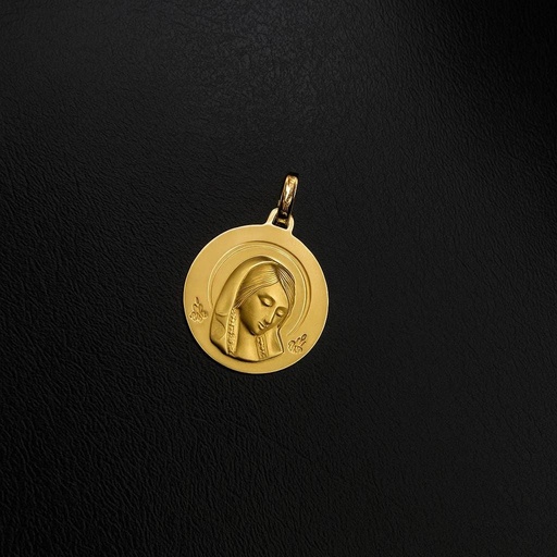 [Co 76] MEDALLA Virgen Niña de Oro Amarillo 18 kilates, colgante Virgen 18 kil, Colgante Religioso de Oro, Virgen Oro