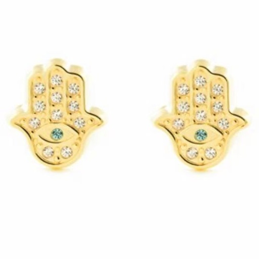 [P 28] PENDIENTES de Oro Amarillo de 18 Kilates y Circonitas. Pendiente Oro, Cierre de Rosca, Pendientes Oro de 18 kilates, 0.42 gramos