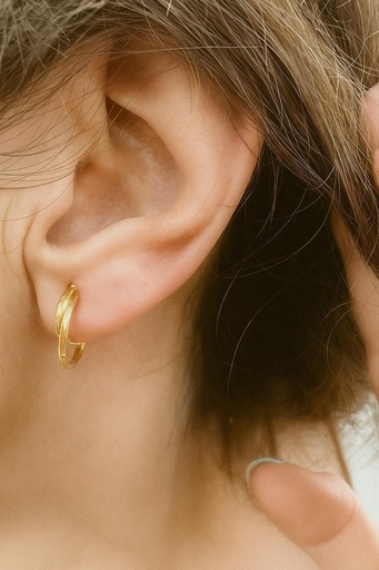 [A 37] ARGOLLAS Dobles de Oro 18K, Pendientes de ORO Amarillo 18 Kilates