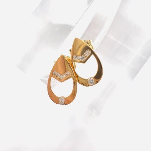 [P 31] PENDIENTES De ORO Amarillo 18 kilates Gota con 4 circonitas cada uno, Pendientes Gota, Oro Amarillo 18k, Pendiente Niña 18kl Circonita