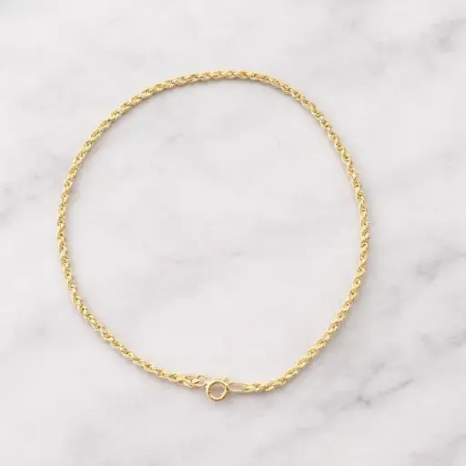 [Pu 1] PULSERA de CORDÓN de Oro Amarillo 18 kilates, Pulsera Soga Oro, 20 cm