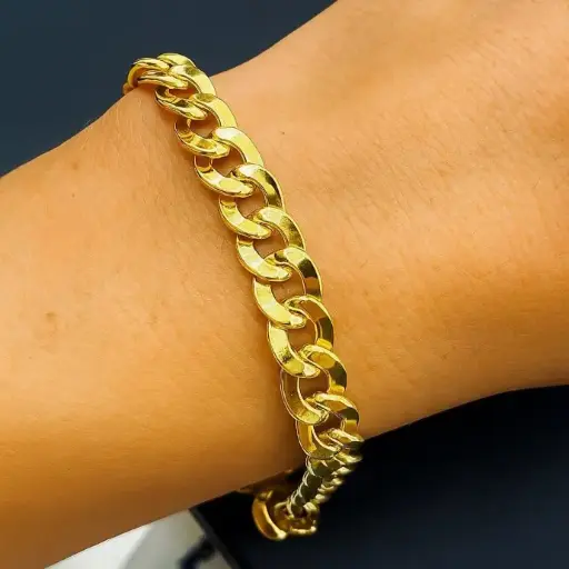 [Pul 4, 5] PULSERA Barbada de ORO de 18 kilates, pulsera de eslabones, eslabones, pulsera 20 cm, pulsera de cadena de oro