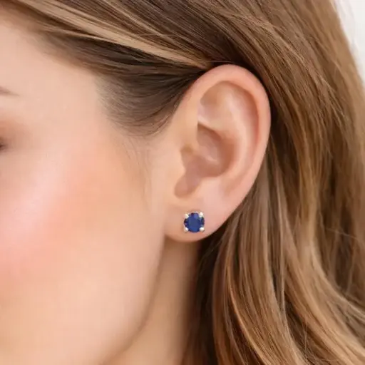 PENDIENTES de Oro Blanco de 18 kilates con Zafiros y Brillantes